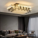 Bronze geometric crystal rectangular ceiling light for living room