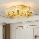 Bronze geometric crystal rectangular ceiling light for living room