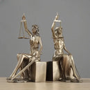 Bronze justice goddess statue bookends study room decor