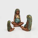 Bronze mother earth goddess figurines set of 3 living room decor