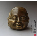 Bronze polished buddha head statue living room serene decor