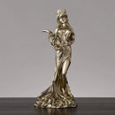 Bronze & teal greek wealth goddess fortuna figurine living room decor