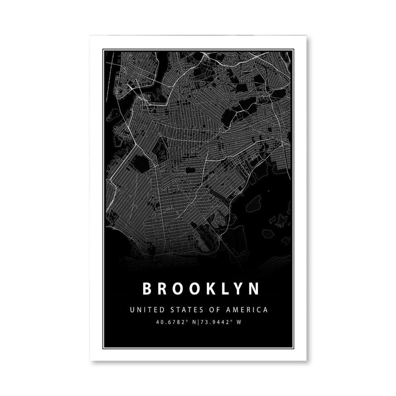 Brooklyn Black Map Canvas