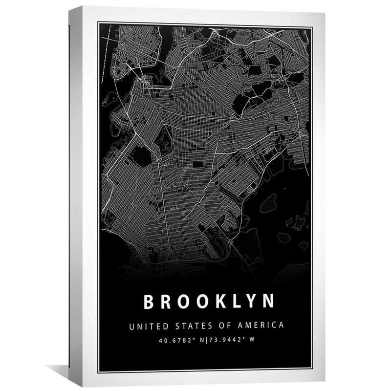 Brooklyn Black Map Canvas