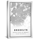 Brooklyn White Map Canvas
