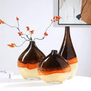 Brown and cream gradient glass vase living room decor