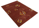 Brown and Gold Modern Art Hand knotted 6x8 Wool and Art Silk Area Rug