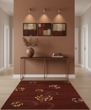 Brown and Gold Modern Art Hand knotted 6x8 Wool and Art Silk Area Rug