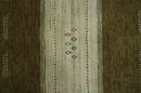 Brown and Ivory Geometrical Stripes Design Hand loom 4.6x6.6 wool Area Rug
