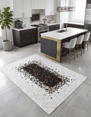 Brown and Ivory Modern Style Hand Made Leather Rug