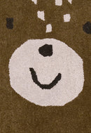 Brown Bubble Bear Face Pattern Hand Tufted 3x3 Wool Rug