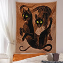 Brown cat witchcraft tapestry – bedroom artistic black cat decor