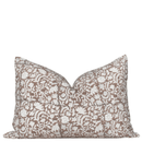 Nina Floral Block Printed Pillow Cover | Brown | Lumbar