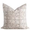 Sienna Floral Block Printed Pillow Cover | Light Brown