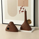 Brown geometric triangle ceramic vase living room gold accent decor