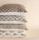 Rosalie Floral Block Printed Pillow Cover | Brown, Green