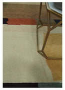 Brown, Ivory, Beige and Rust Modern Abstract Hand knotted 5X6.6 Wool Area Rug