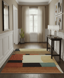 Brown, Ivory, Beige and Rust Modern Abstract Hand knotted 5X6.6 Wool Area Rug