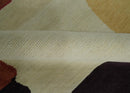 Brown, Ivory, Beige and Rust Modern Abstract Hand knotted 5X6.6 Wool Area Rug