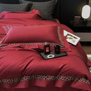 Brown lace embroidery bedding set – bedroom egyptian cotton linen