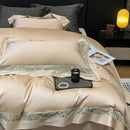 Brown lace embroidery bedding set – bedroom egyptian cotton linen