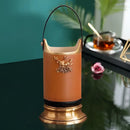 DecorBites™ Brown Leather Desktop Storage Basket and Tissue Box