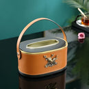 DecorBites™ Brown Leather Desktop Storage Basket and Tissue Box