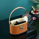 DecorBites™ Brown Leather Desktop Storage Basket and Tissue Box