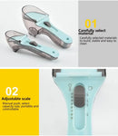 Brown & light blue adjustable measuring cups kitchen spoon set