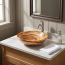 Brown Onyx Round Vessel Sink - 16"x16"x4" - Polished