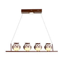 Brown owl metal pendant led incandescent light for child bedroom