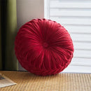 Brown pleated dutch velvet round seat cushion for living room