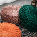 Brown pleated dutch velvet round seat cushion for living room