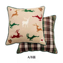 Brown velvet handmade reindeer applique cushion cover living room