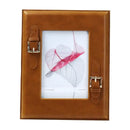 Brown weave leather photo frame with gold buckle bedroom decor