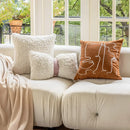 Brown & white geometric embroidery plush cushion cover living room