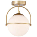 Brushed brass glass ball ceiling light for living room