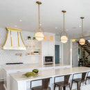 Brushed brass glass ball ceiling light for living room