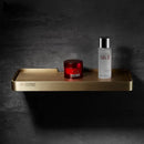 Brushed gold and black corner shelf bathroom storage organizer
