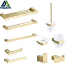 Brushed gold and white stainless steel bathroom accessory set
