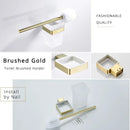 Brushed gold and white stainless steel bathroom accessory set
