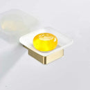 Brushed gold and white stainless steel bathroom accessory set