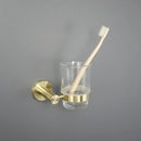 Brushed gold bathroom pendant set with towel bar and paper holder