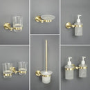 Brushed gold bathroom pendant set with towel bar and paper holder