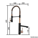 Brushed gold & black flexible spring spout kitchen faucet