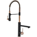 Brushed gold & black flexible spring spout kitchen faucet