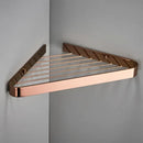 DecorBites™ Brass Bathroom Shower Rack: Brushed Gold Corner Shelf for Bath and Shower Storage
