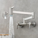Brushed gold kitchen faucet with foldable spout