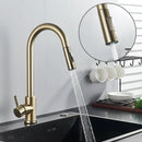 DecorBites™ Brushed Gold Kitchen Faucet with 360° Rotating Spout and Two Outlet Modes