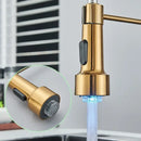 DecorBites™ Brushed Gold LED Kitchen Faucet: Single Handle Pull-down Spring Sink Tap